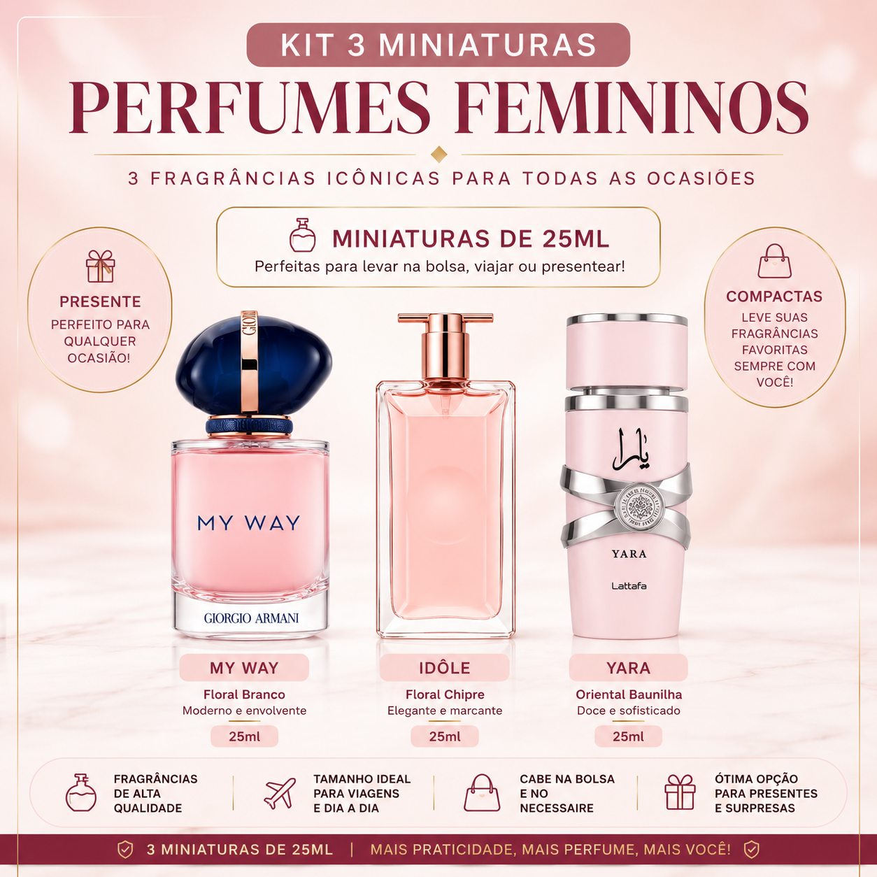 Kit Feminino Dia 25ml (3 Miniaturas)